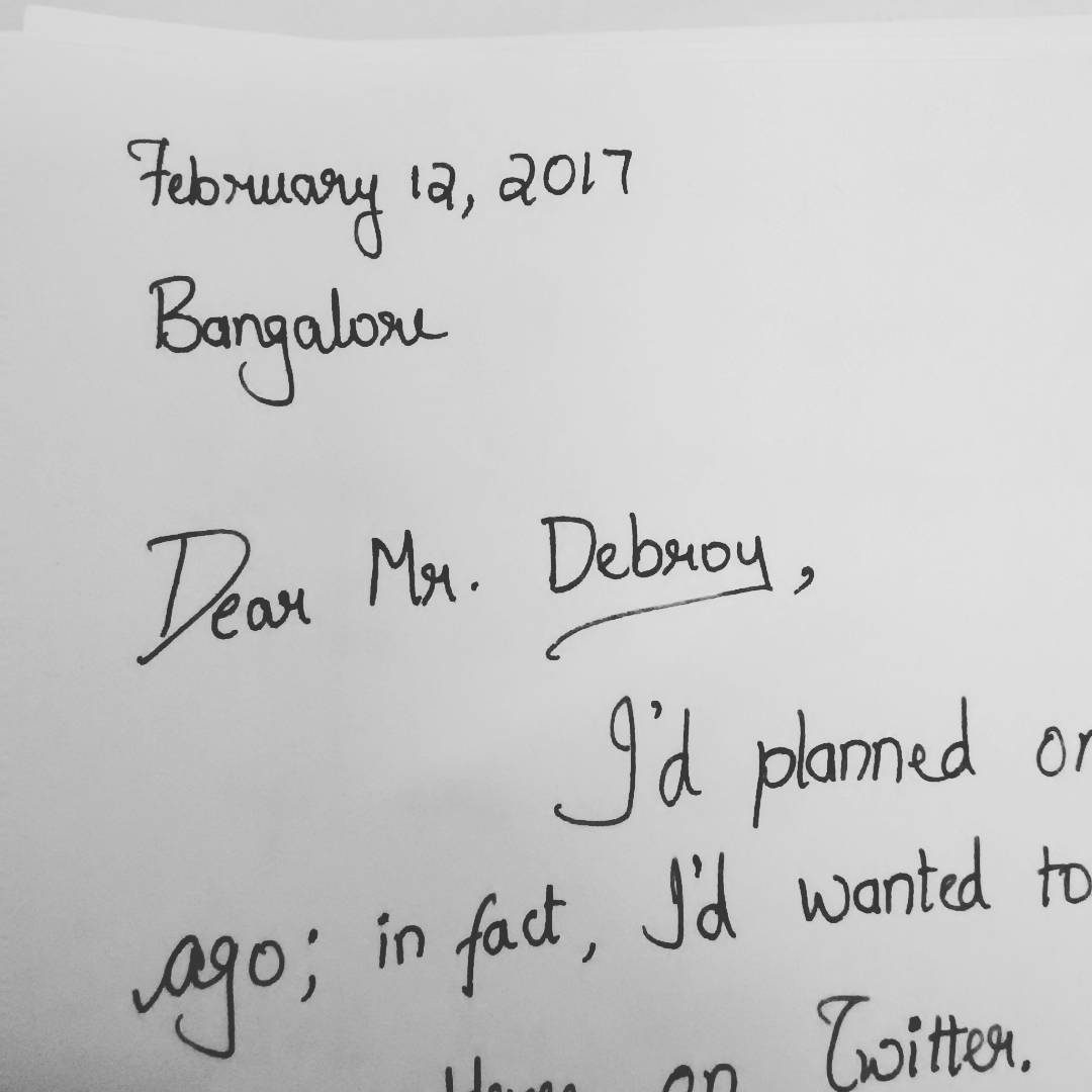 Letter to Bibek Debroy